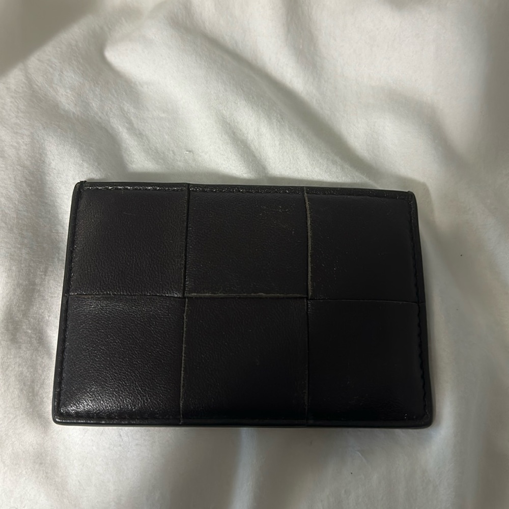 Authentic Bottega Veneta Intrecciato Leather Card Case - Fondant Gold